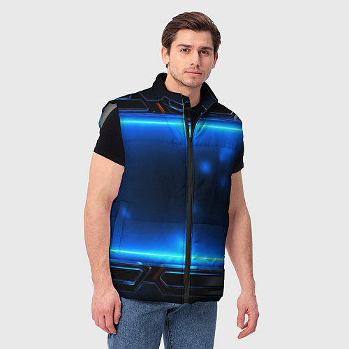 Мужской жилет Синяя неоновая атмосфера / 3D-Светло-серый – фото 3