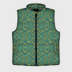 Мужской жилет Зеленый орнамент с желтым, цвет: 3D-светло-серый