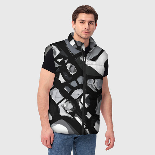 Мужской жилет Чёрно-серая абстракция / 3D-Светло-серый – фото 3