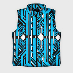 Мужской жилет Чёрно-синие техно полосы на белом фоне, цвет: 3D-светло-серый