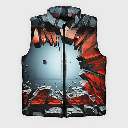 Мужской жилет Разбитые плиты из стекла / 3D-Красный – фото 1