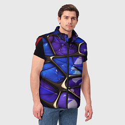 Мужской жилет Синие и фиолетовые плиты, цвет: 3D-красный — фото 2
