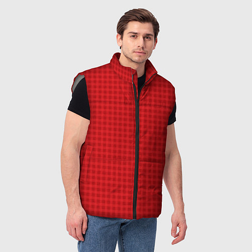 Мужской жилет Сочный красный паттерн полосы клетка / 3D-Светло-серый – фото 3