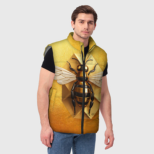 Мужской жилет Пчела на золоте / 3D-Светло-серый – фото 3