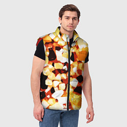 Мужской жилет Жёлто-белая абстракция на чёрном фоне, цвет: 3D-красный — фото 2