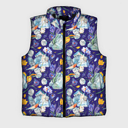 Мужской жилет Крокусы и зяблик во льдах, цвет: 3D-черный