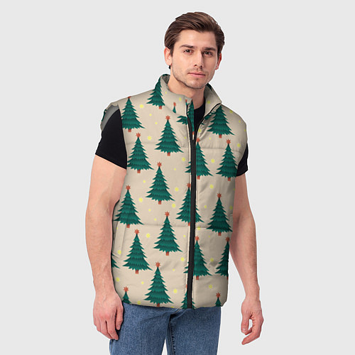 Мужской жилет Новогодняя ель / 3D-Светло-серый – фото 3