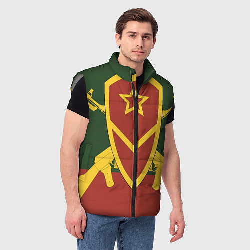 Мужской жилет Мотострелковые войска: герб со щитом / 3D-Светло-серый – фото 3