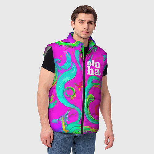 Мужской жилет Abstract floral pattern - aloha / 3D-Светло-серый – фото 3