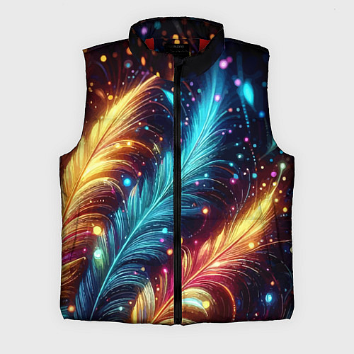 Мужской жилет Неоновые разноцветные перья / 3D-Красный – фото 1