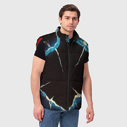 Мужской жилет Разлом черного абстрактного стекла, цвет: 3D-красный — фото 2