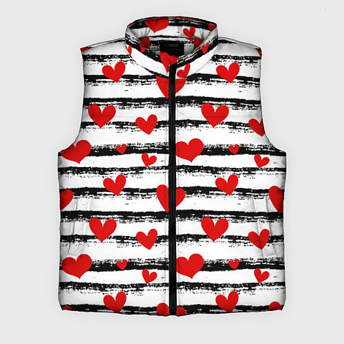 Мужской жилет Паттерн с полосками и сердечками / 3D-Красный – фото 1