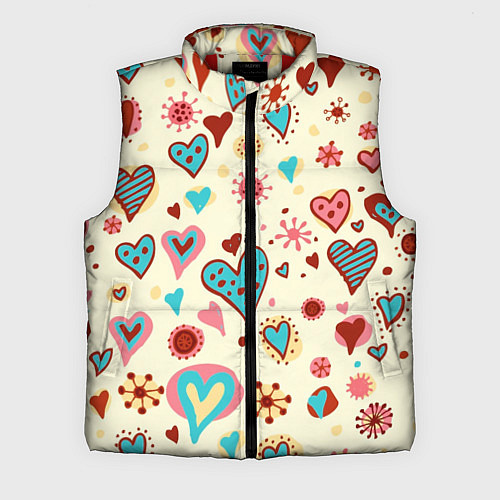 Мужской жилет Цветные сердечки / 3D-Красный – фото 1