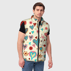 Мужской жилет Цветные сердечки, цвет: 3D-красный — фото 2