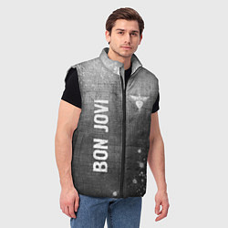 Мужской жилет Bon Jovi - grey gradient вертикально, цвет: 3D-черный — фото 2