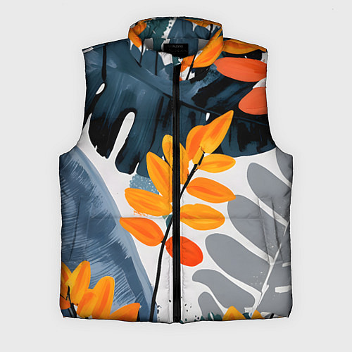 Мужской жилет Контрастные листья / 3D-Светло-серый – фото 1