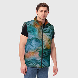 Мужской жилет Окаменелые динозавры, тропический зеленый, цвет: 3D-светло-серый — фото 2