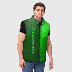 Мужской жилет Subaru - green gradient по-вертикали, цвет: 3D-черный — фото 2