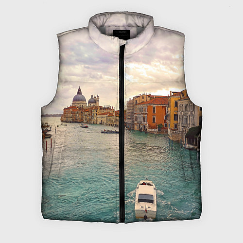 Мужской жилет Гранд-канал Венеции - городской пейзаж / 3D-Светло-серый – фото 1