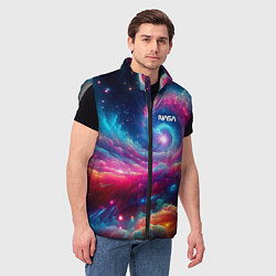 Мужской жилет Неоновая галактическая спираль - нейроарт, цвет: 3D-светло-серый — фото 2