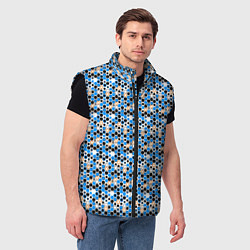 Мужской жилет Киберпанк шестиугольники синие, цвет: 3D-черный — фото 2
