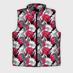 Мужской жилет Розы красные и черно-белые, цвет: 3D-светло-серый