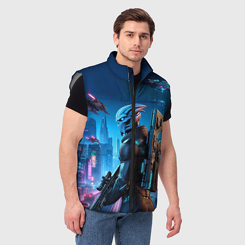 Мужской жилет Mass Effect - neon glow fantastic / 3D-Светло-серый – фото 3
