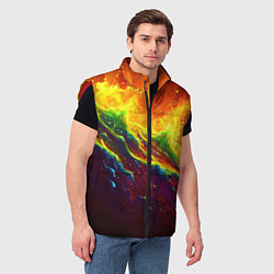 Мужской жилет Абстрактные волны с огнем, цвет: 3D-красный — фото 2