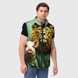 Мужской жилет Лев со свиньей, цвет: 3D-черный — фото 2