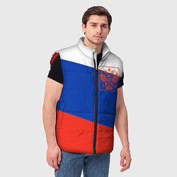 Мужской жилет Россия флаг с гербом, цвет: 3D-красный — фото 2
