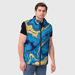 Мужской жилет Синий мрамор с золотом, цвет: 3D-черный — фото 2