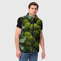 Мужской жилет Зеленый мох и листья, цвет: 3D-черный — фото 2