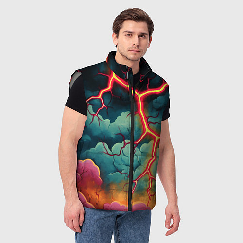 Мужской жилет Молнии в виде разлома / 3D-Светло-серый – фото 3