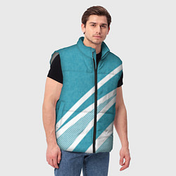 Мужской жилет Бело-голубой абстракция с полосами, цвет: 3D-светло-серый — фото 2