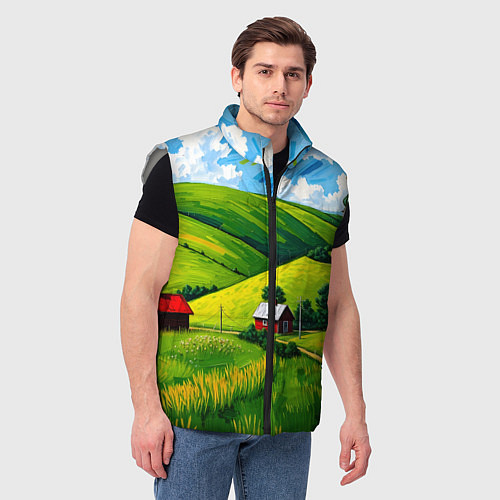 Мужской жилет Русская деревенька / 3D-Светло-серый – фото 3