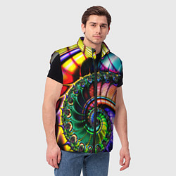 Мужской жилет Фрактальный узор неоновый, цвет: 3D-светло-серый — фото 2