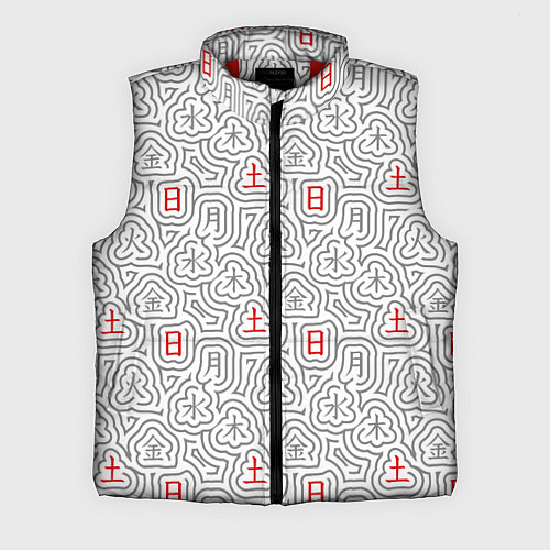 Мужской жилет Серые будни и красные выходные иероглифами / 3D-Красный – фото 1