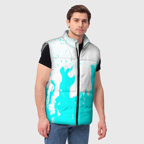 Мужской жилет Голубой огонь текстура / 3D-Светло-серый – фото 3