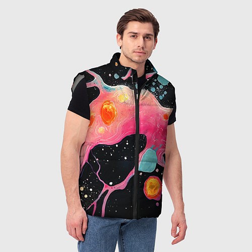 Мужской жилет Розовая текстура в черном / 3D-Светло-серый – фото 3
