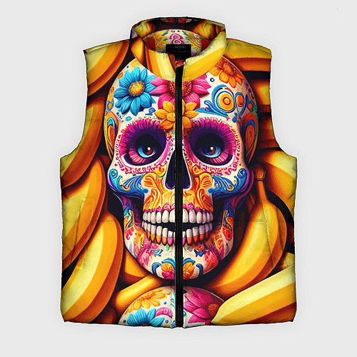 Мужской жилет Цветочный череп среди бананов - нейроарт / 3D-Красный – фото 1