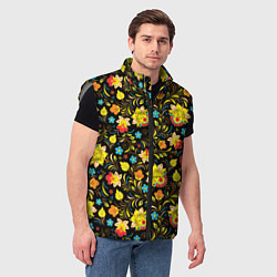 Мужской жилет Хохлома цветы, цвет: 3D-светло-серый — фото 2