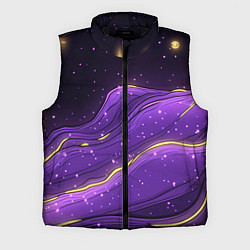 Мужской жилет Фиолетовая текстура с золотыми звездочками, цвет: 3D-черный