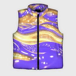 Мужской жилет Фиолетово-золотая жидкая текстура, цвет: 3D-светло-серый