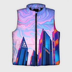 Мужской жилет Абстракция с небоскребами, цвет: 3D-черный
