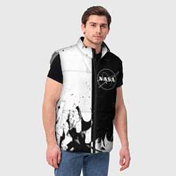 Мужской жилет Nasa черно белый огонь, цвет: 3D-светло-серый — фото 2