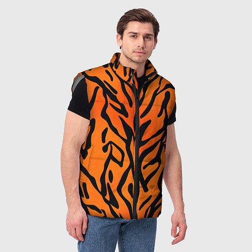 Мужской жилет Тигровый огненный паттерн / 3D-Светло-серый – фото 3