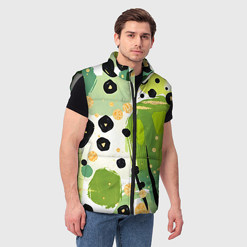 Мужской жилет Зеленый анималистичный паттерн / 3D-Светло-серый – фото 3