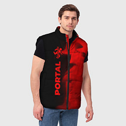 Мужской жилет Portal - red gradient по-вертикали, цвет: 3D-черный — фото 2