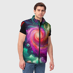 Мужской жилет Космическая неоновая фантазия - нейроарт, цвет: 3D-красный — фото 2