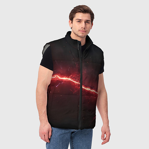 Мужской жилет Красная линия - молния / 3D-Светло-серый – фото 3